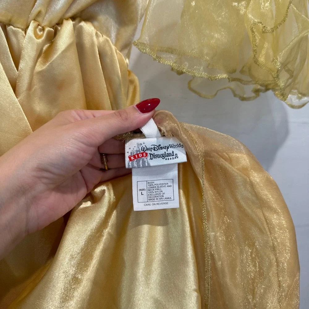 Vintage Disney Reversible Belle Costume Dress Satin Gown Size Large Youth